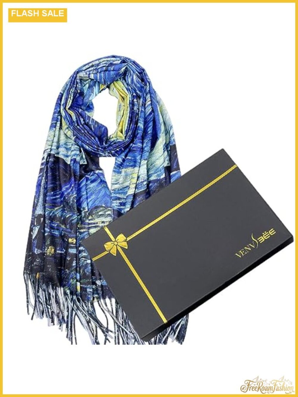 Reversible Van Gogh Art Scarf Women Wrap Pashmina Gift Box 100% Polyester